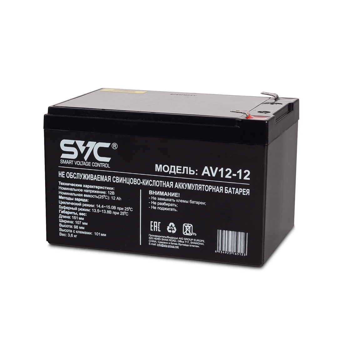 Аккумуляторная батарея SVC AV(VP)12-12 12В 12 Ач