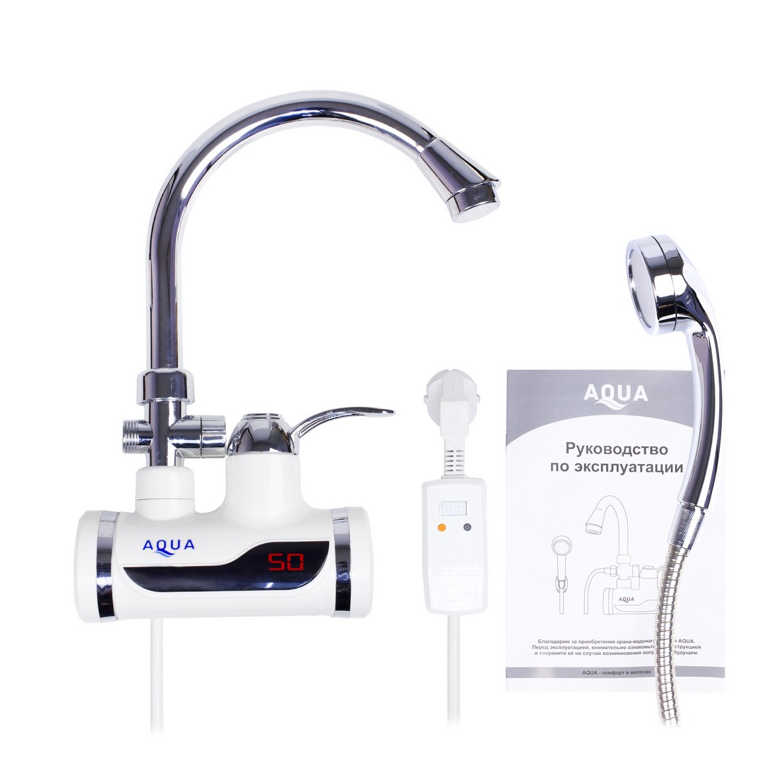 Кран водонагреватель проточной воды AQUA WH102W с душем - оптом