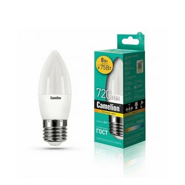 Эл. лампа светодиодная Camelion LED8-C35/830/E27, Тёплый