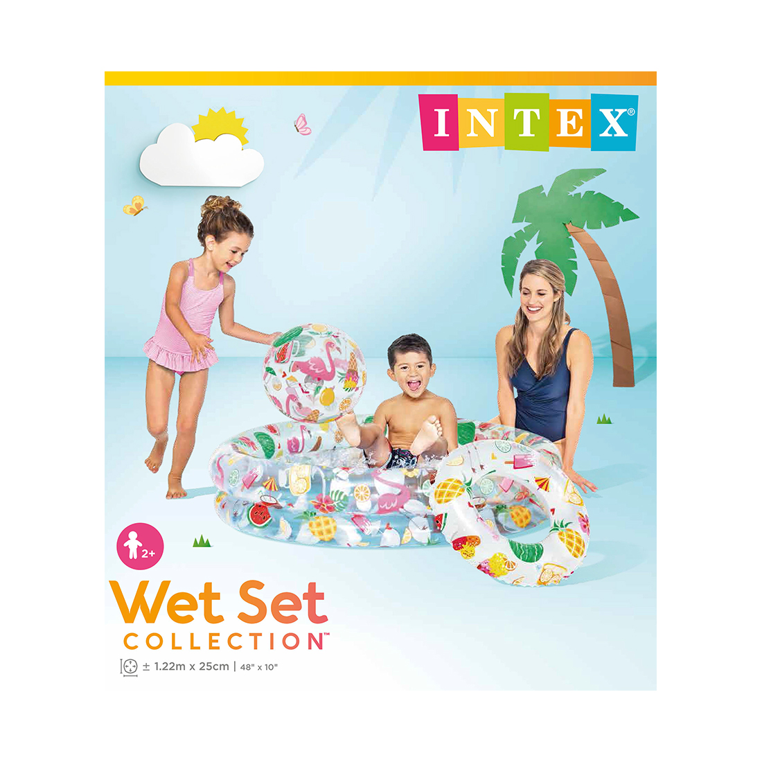 Надувной набор Intex 59460NP в упаковке детский бассейн, круг, мяч