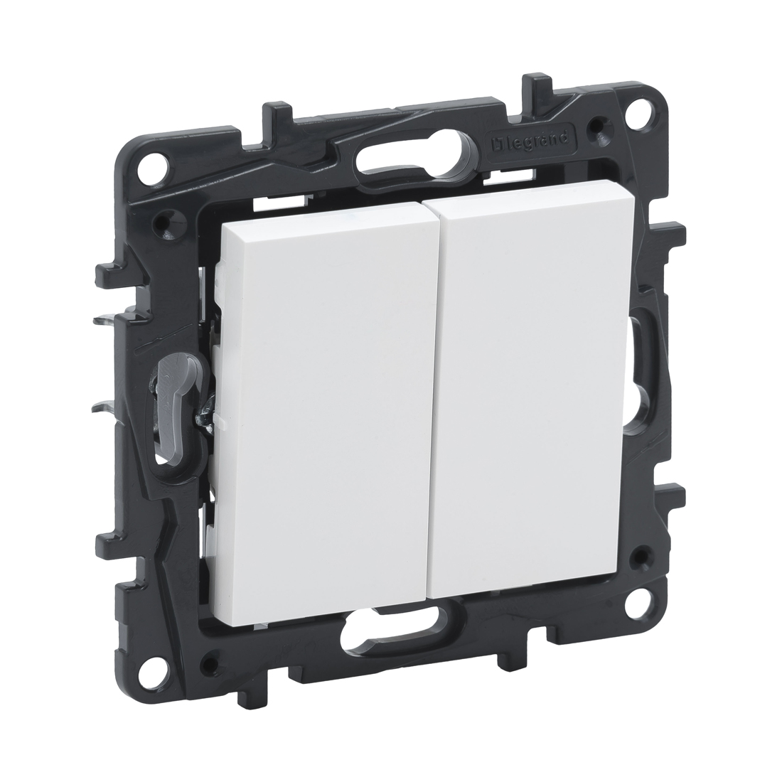 Переключатель двухклавишный Niloe Step 10А авт.клеммы Белый