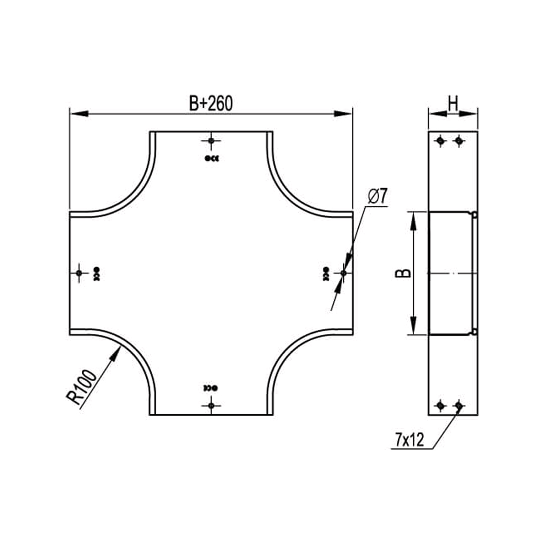 Ответвитель DPX крестообразный DKC 500х50 в комплекте