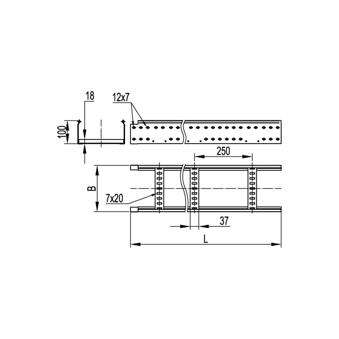 Лоток лестничный 50х200 DKC LL5020 L3000