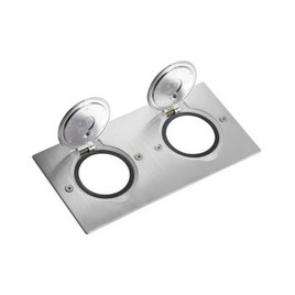 Встраиваемый влагозащитный розеточный лючок на 4 модуля Legrand 089702 Нержавеющая сталь