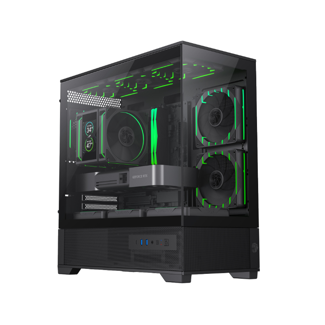 Компьютерный корпус, Gamemax, VISTA 2 MB, 9101-0600R0015, MATX/ITX, 2*3.5"/2*2.5", Высота кулера до 165 мм, Длина VGA до 410 мм, 433x210x450 мм, Без Б/П, Черный
