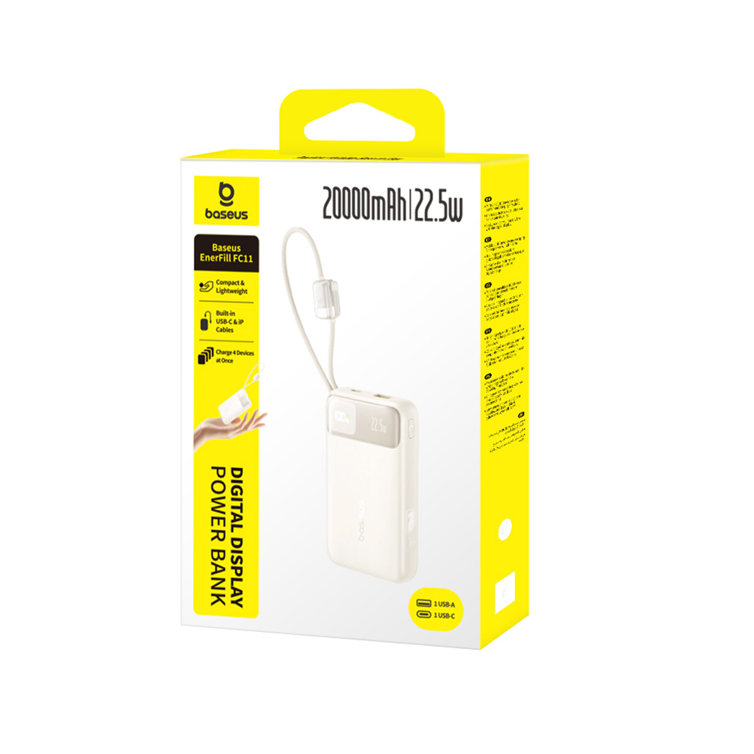 Портативный внешний аккумулятор Baseus EnerFill FC11 20000mAh 22.5W Beige (E0027S05)