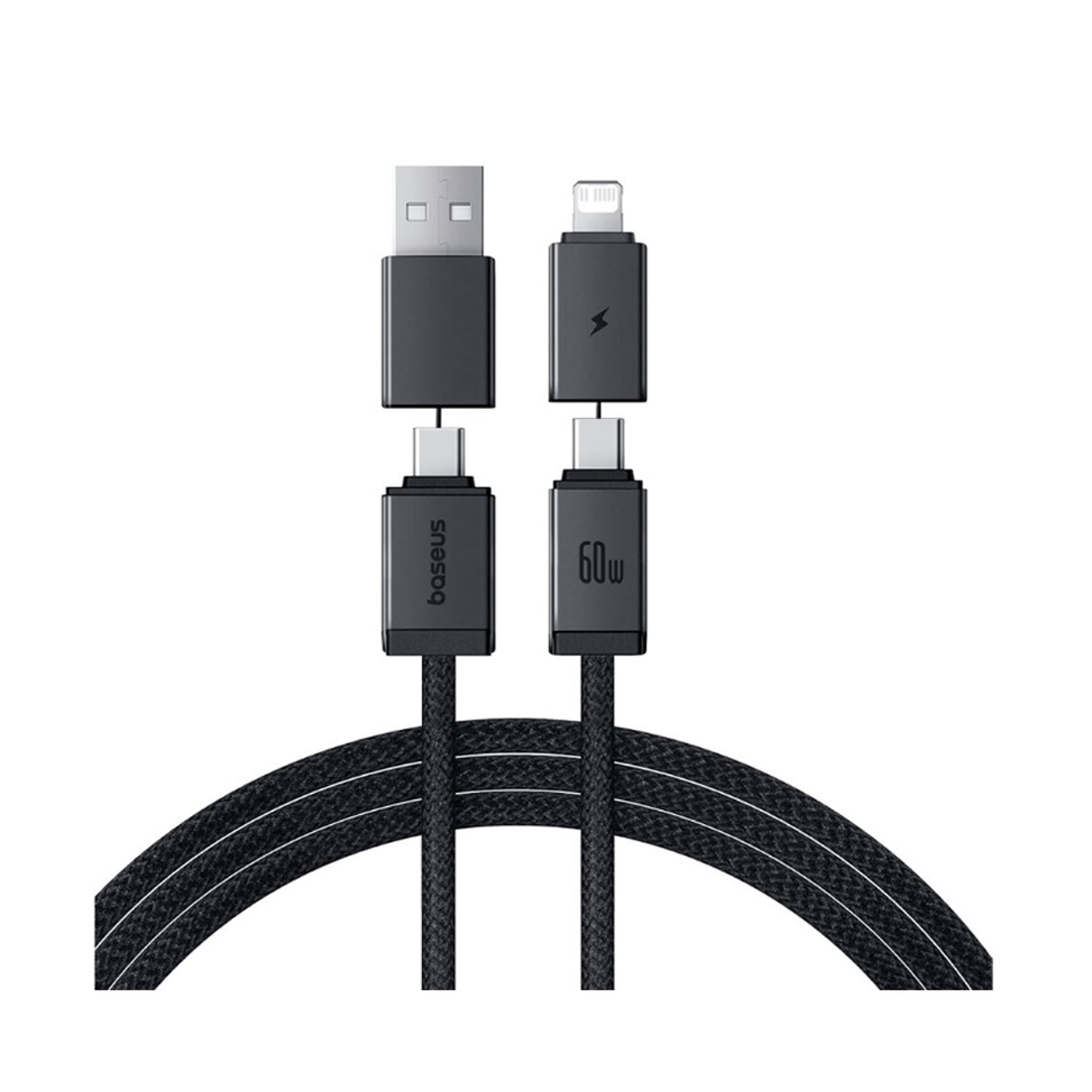 Интерфейсный кабель Baseus Versatile U+C to C+L 60W 1m White (P10383000211-00)