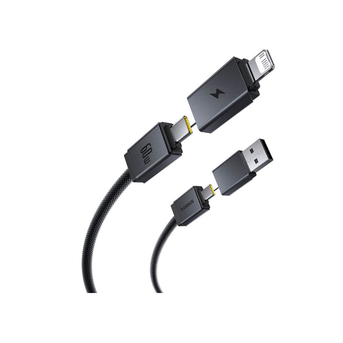 Интерфейсный кабель Baseus Versatile U+C to C+L 60W 1m White (P10383000211-00)