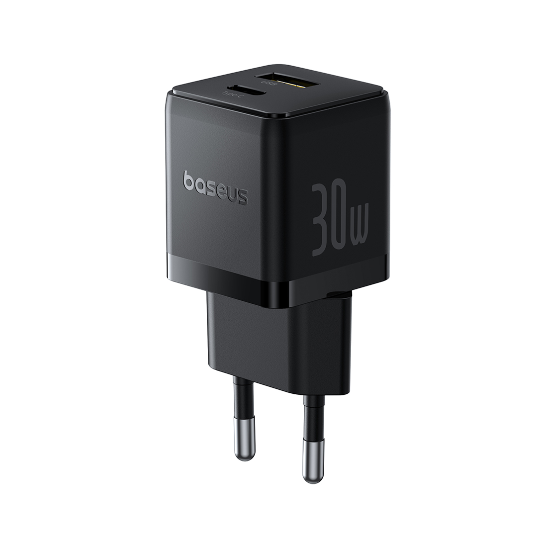 Адаптер питания Baseus Palm C+U 30W Black ( в комлпекте кабель Type-c) (P1011160A113-01)