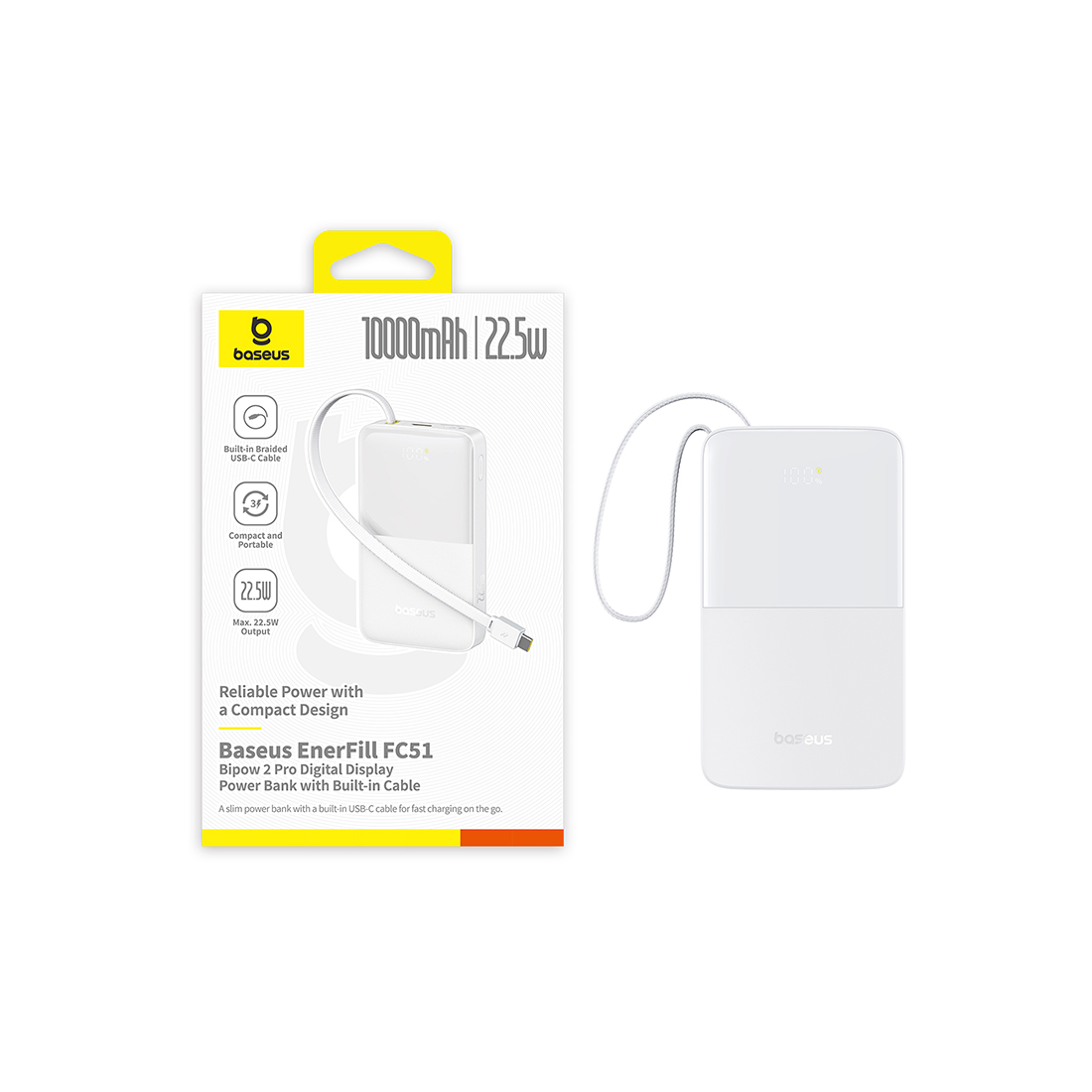 Портативный внешний аккумулятор Baseus EnerFill FC51 10000mAh 22.5W White (E0027601)
