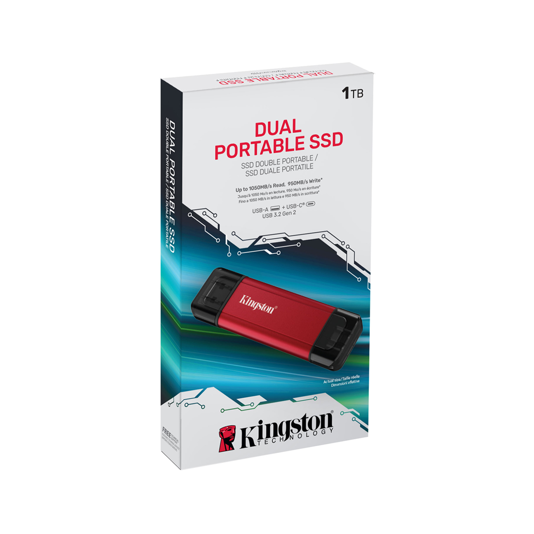 Внешний SSD диск Kingston 2TB Dual Portable Красный
