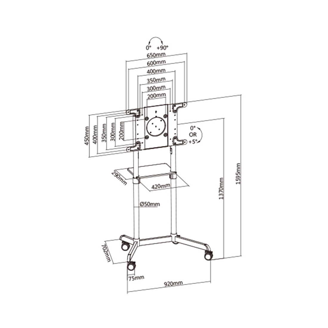Стойка мобильная Brateck TTV11-46TW