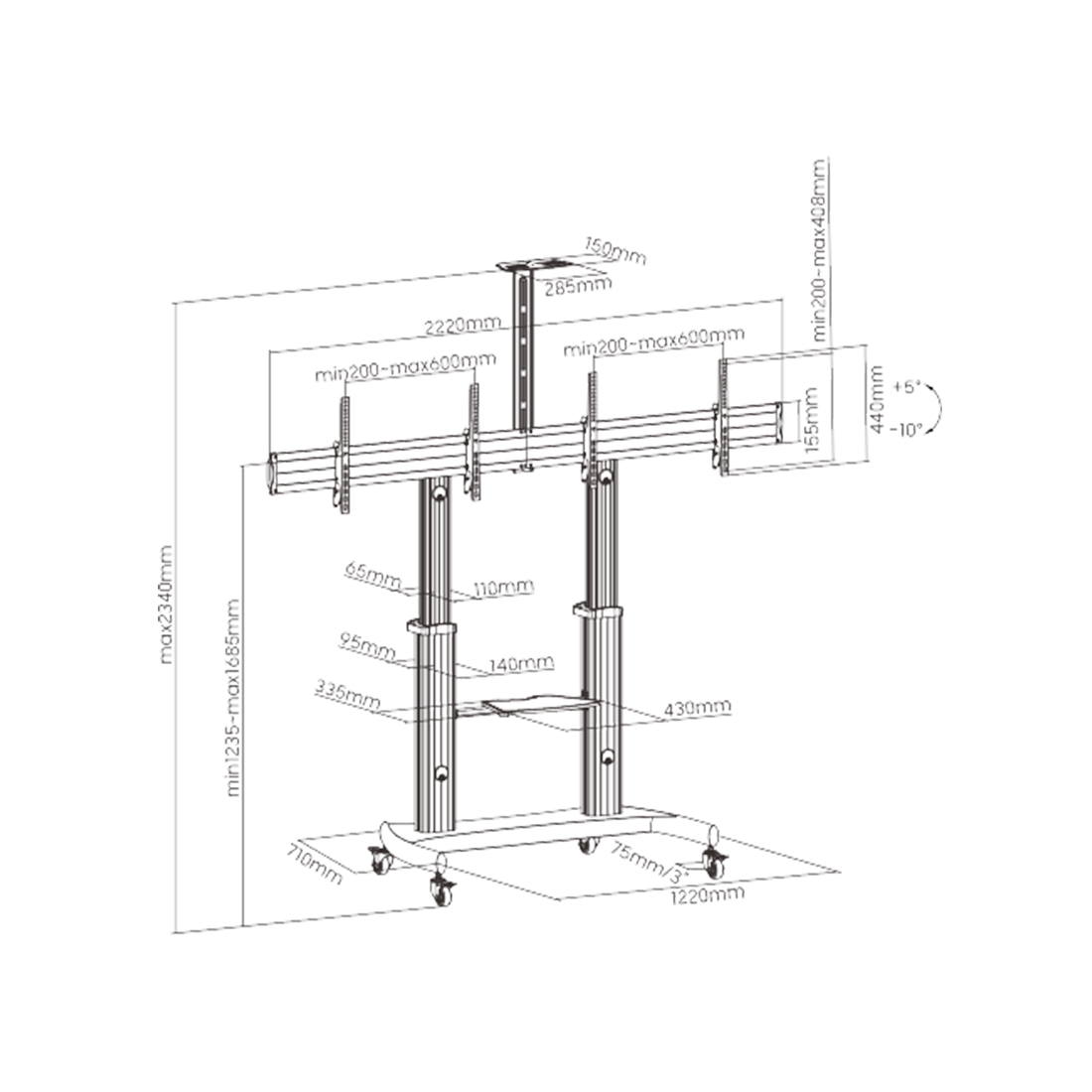 Стойка мобильная Brateck TTD07-46TW
