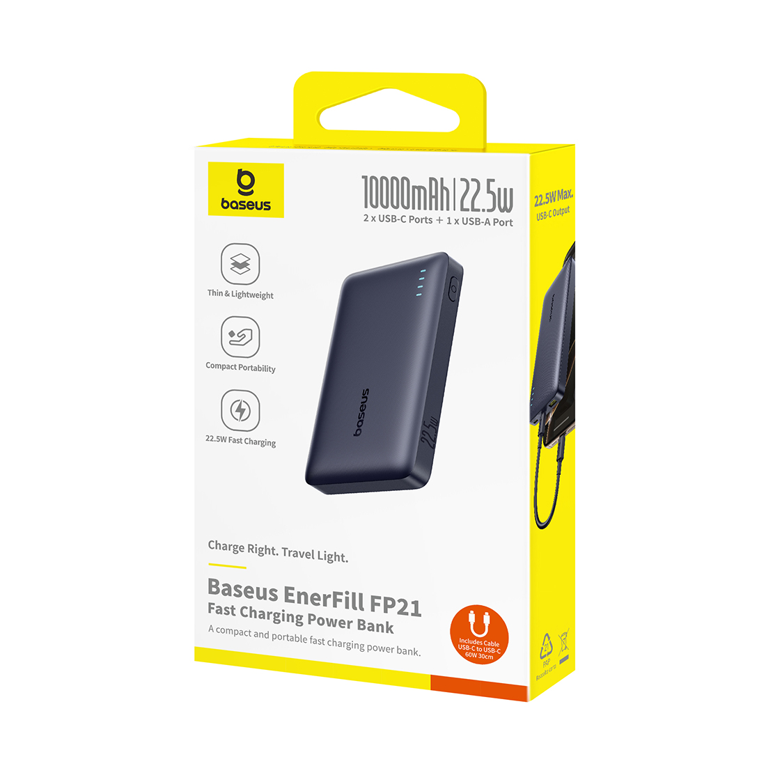 Портативный внешний аккумулятор Baseus EnerFill FP21 10000mAh 22.5W Black (P1008210D123-00)