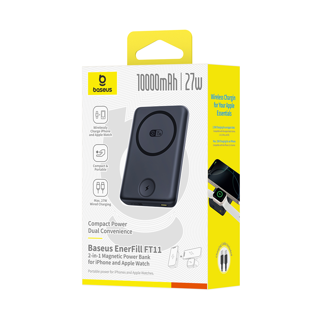 Портативный внешний аккумулятор Baseus EnerFill FT11 Magnetic 10000mAh 27W Black (P1008210G123-00)