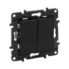 Выключатель двухклавишный Niloe Step 10А авт.клеммы Чёрный new