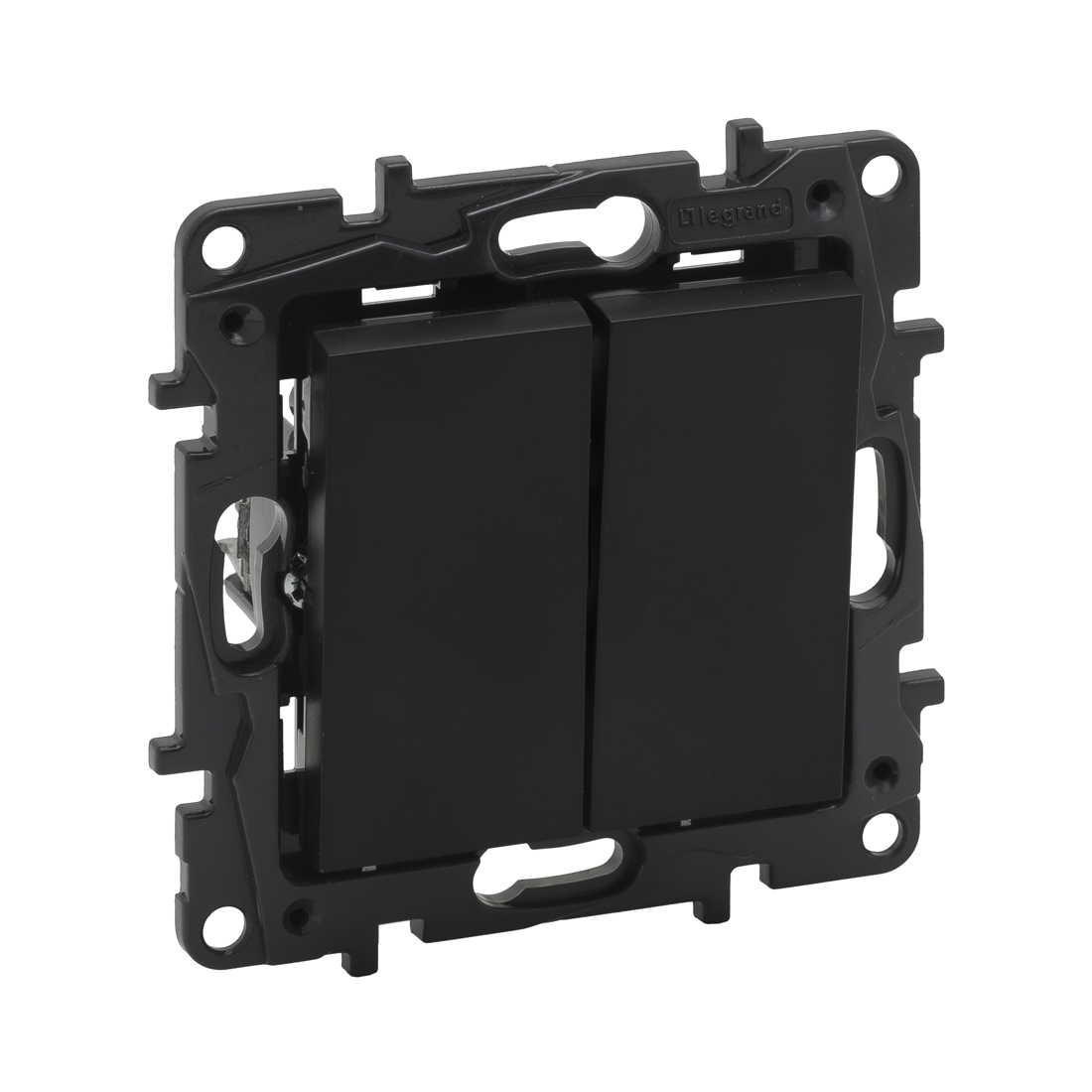 Выключатель двухклавишный Niloe Step 10А авт.клеммы Чёрный new