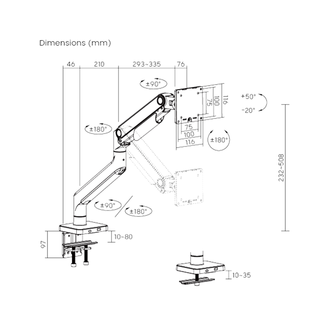 Настольный кронштейн с газлифтом XG MGA-1749 для 1 монитора (17"-49")