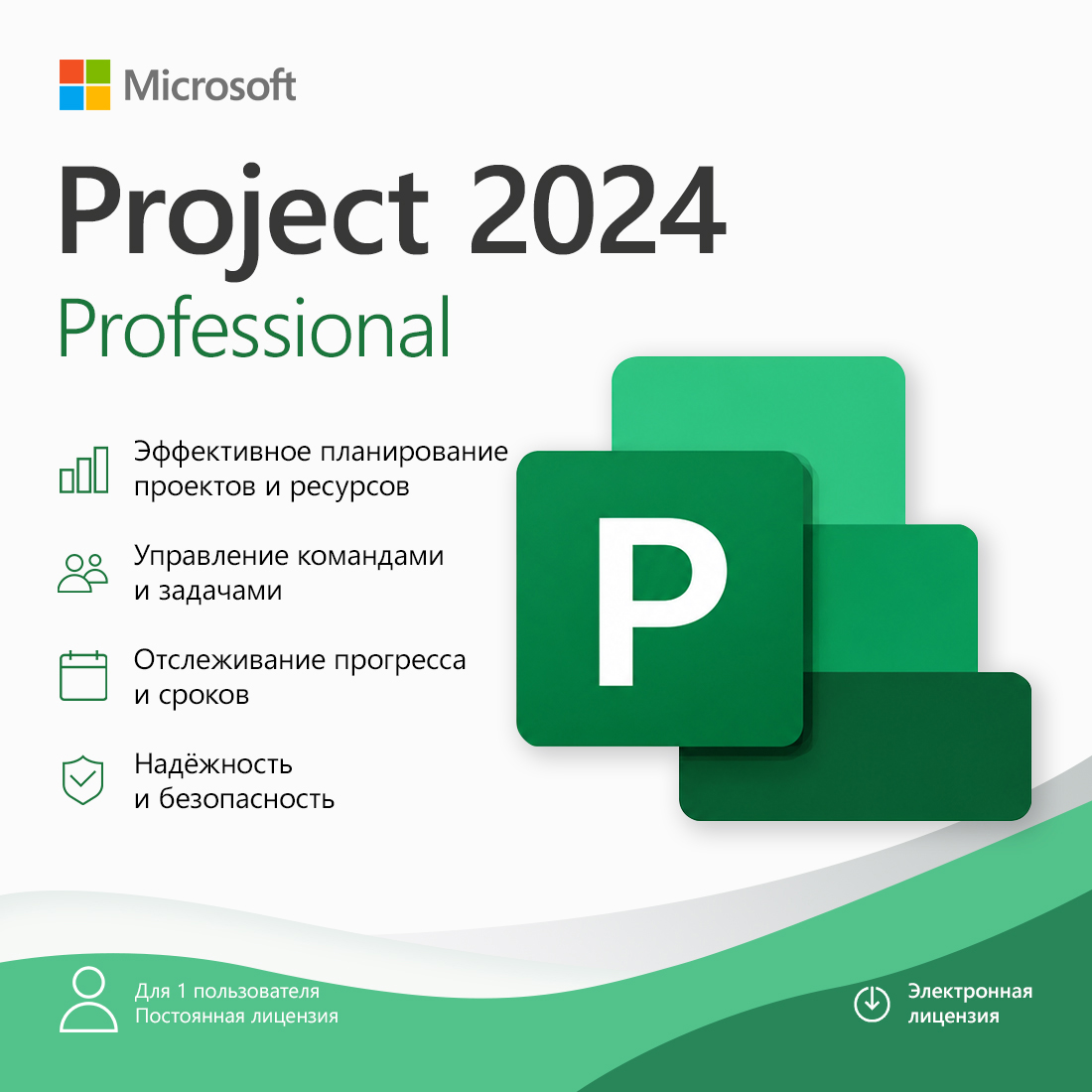 Электронная лицензия (ESD ключ), Microsoft, Project Professional 2024, программа для управления проектами (расширенная версия Microsoft Project)