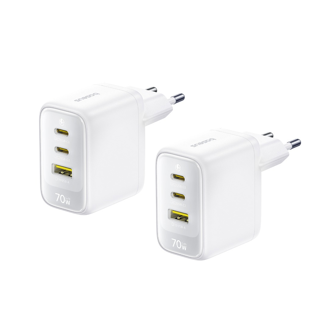 Адаптер питания Baseus EnerFill FE22 Fast Charger 2C+U 70W EU Moon White