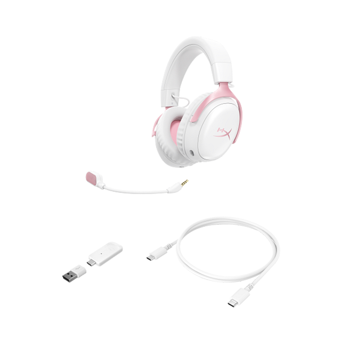 Гарнитура, HyperX, DG0R2AA, Cloud III S Wireless, Микрофон съёмный гибкий, Динамики 53 мм, 64 Ом, 20-20000 гц, Беспроводные, Бело-розовый — фото 3