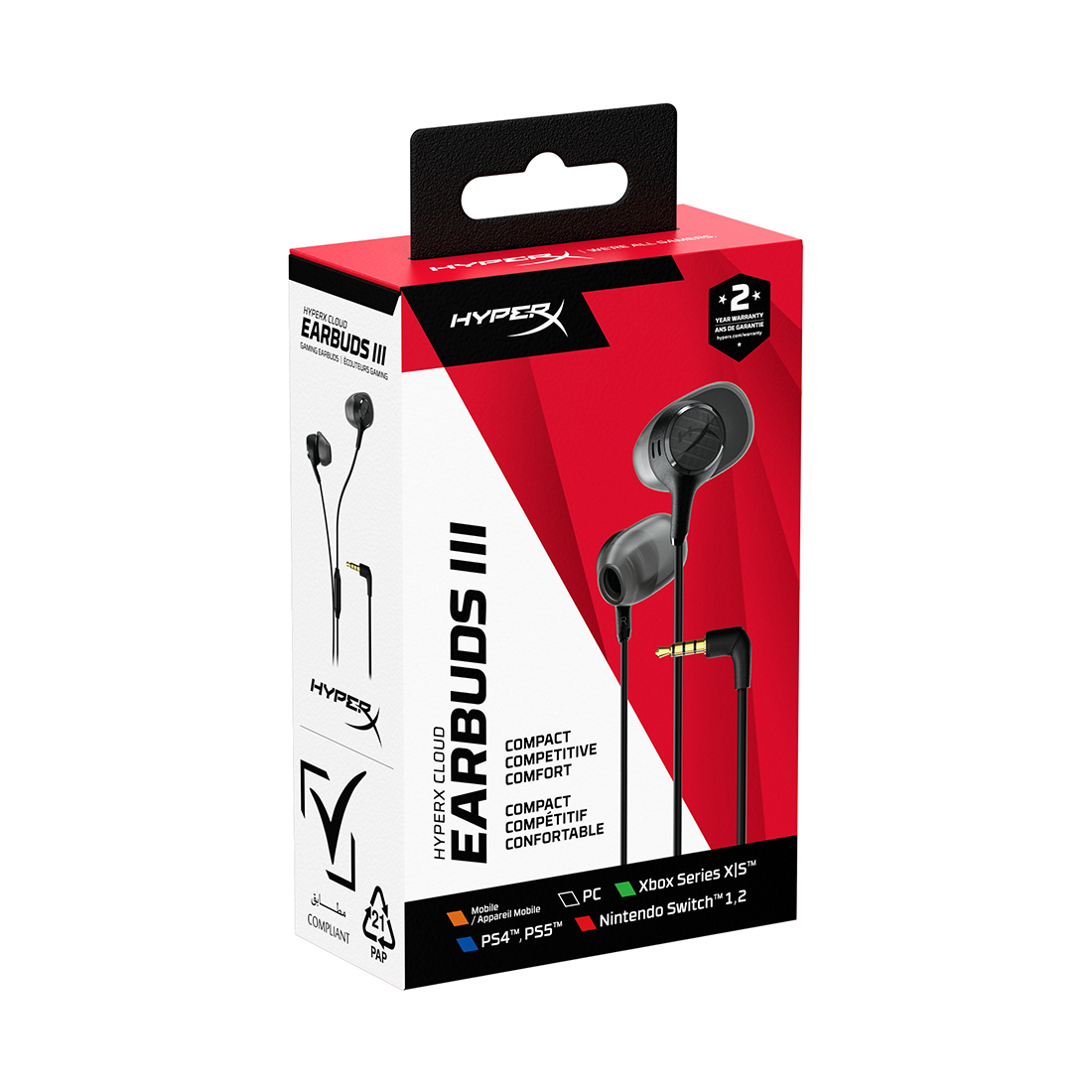 Наушники с микрофоном HyperX Cloud Earbuds III Black